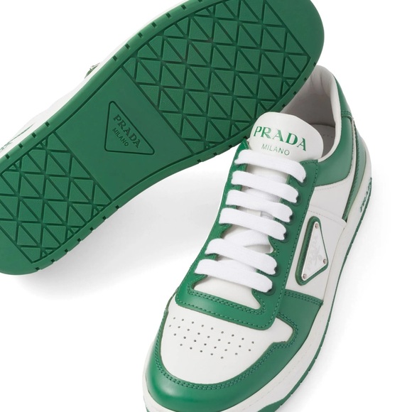 Prada Emerald and White Leather Sneakers - Picture 6 of 6